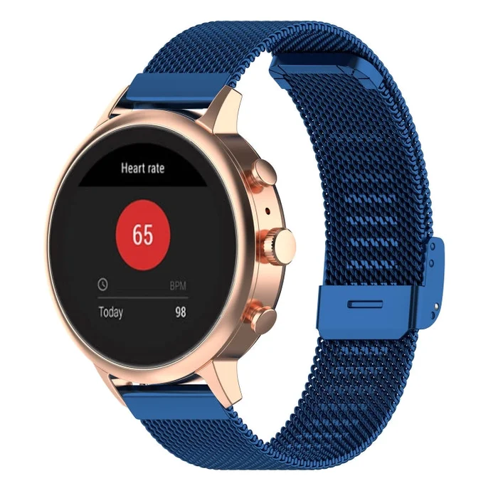 18mm Metal Mesh Wrist Strap Watch Band for Fossil Female Sport / Charter HR / Gen 4 Q Venture HR (Dark Blue)