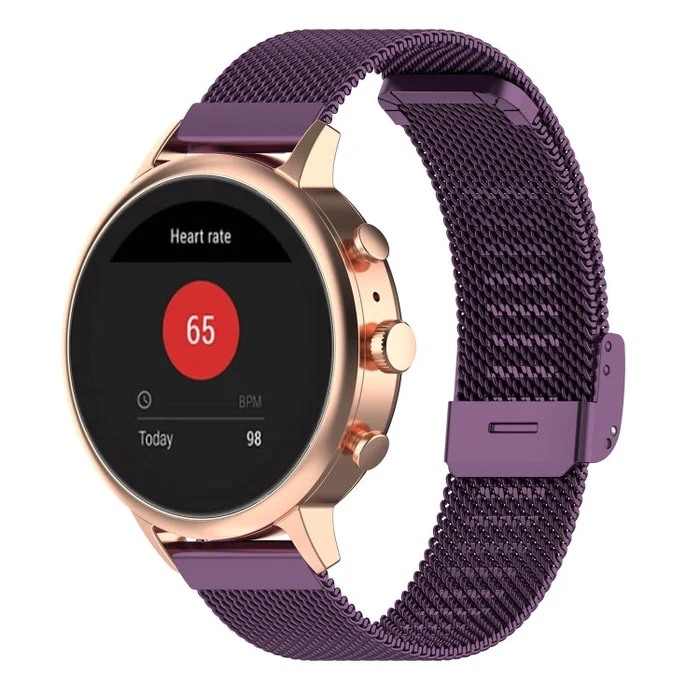 18mm Metal Mesh Wrist Strap Watch Band for Fossil Female Sport / Charter HR / Gen 4 Q Venture HR (Dark Purple)