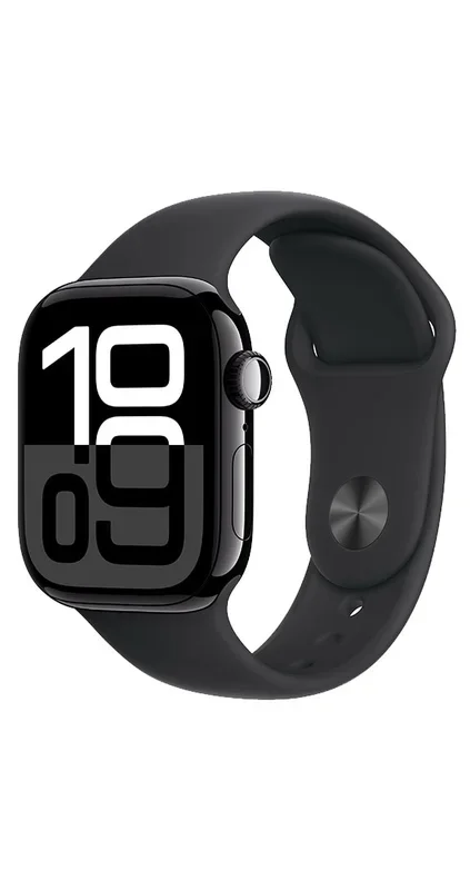 Apple Watch Series 10 46mm Jet Black Aluminum Case with Black Sport Band M/L