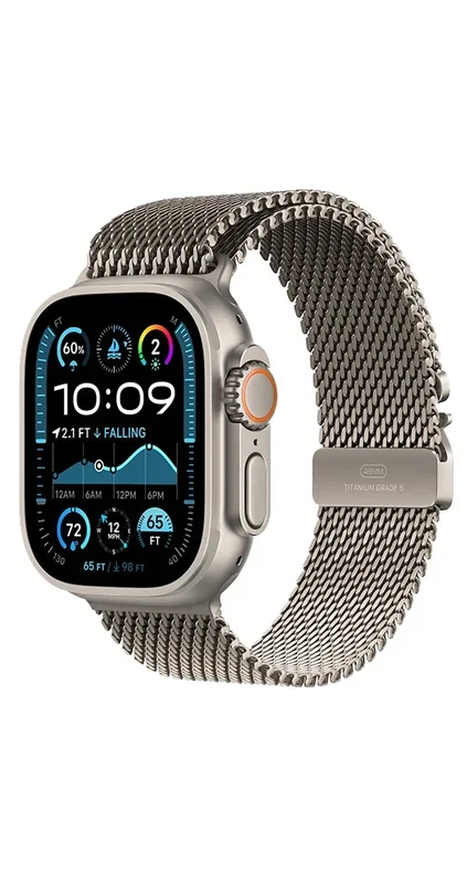 Apple Watch Ultra 2 49mm (Milanese Loop) Natural Titanium Case with Natural Titanium Milanese Loop L