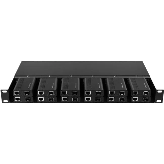 Axiom Mini-Media Converter Rack Mount Chassis – 1U, 12 Slots, Dual AC 220v MCR0-CH-1U12-AX