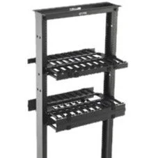 B-Line Rack-Mounted Double Sided Horizontal Manager W/ Cover, 19″ Width, 2U, Flat Black