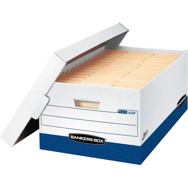 Bankers Box Presto Heavy-Duty Instant Assembly File Storage Boxes, Lift-Off Lid,