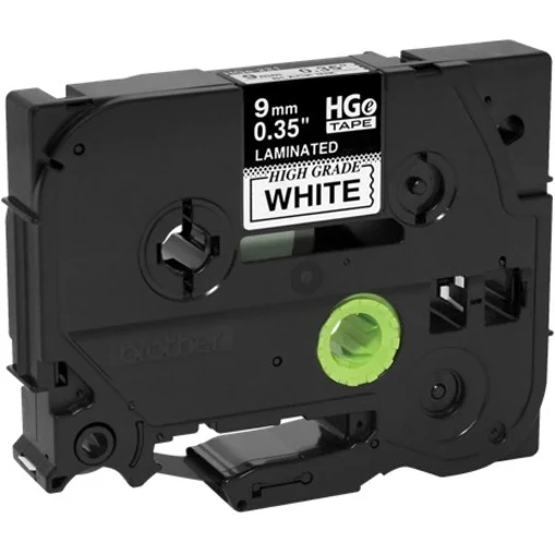 Brother 9mm (0.35″) Black on White HGe Tape with Standard Adhesive 8m (26.2 ft) – 5 Pack