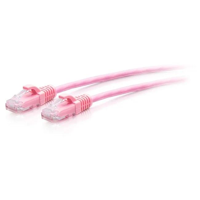 C2G 10ft Cat6a Snagless Unshielded (UTP) Slim Ethernet Cable – Cat6a Slim Network Patch Cable – PoE – Pink C2G30199