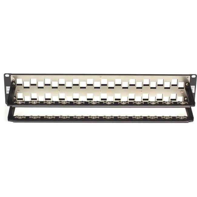 Cat6A Staggered Multimedia Patch Panel – 2U, Blank, 48-Port, Gsa, Taa
