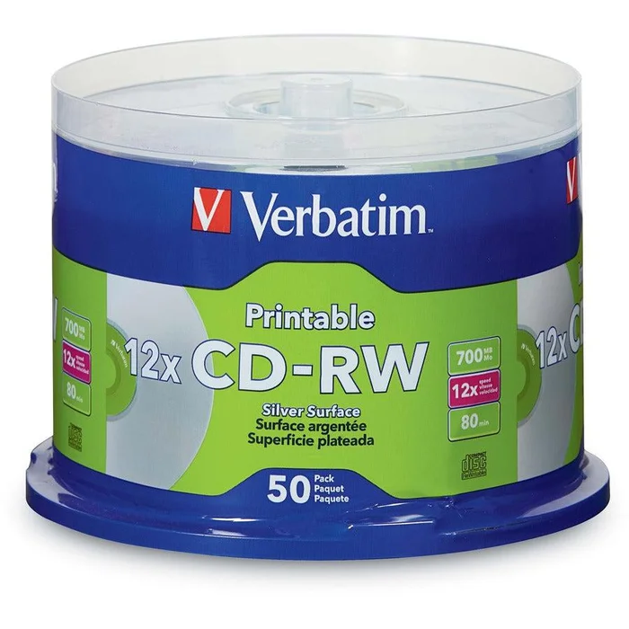 Cd-Rw 700Mb 12X Datalifeplus Silver Inkjet Printable With Branded Hub – 50Pk Spindle