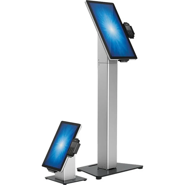 Elo Slim Floor Mount for Touchscreen Monitor, Cradle, Bar Code Reader, Fingerprint Reader, Webcam – Black, Silver E514881