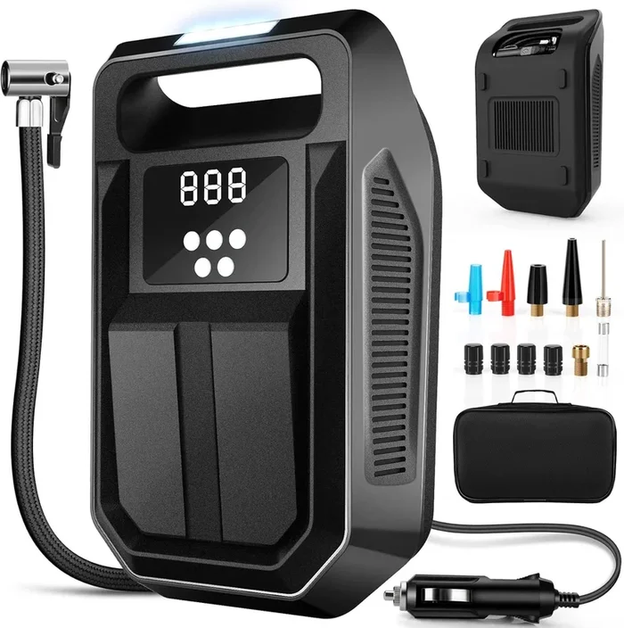 FBK Tire Inflator Portable Air Compressor ST-07 – Black