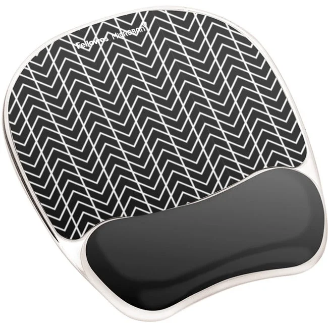 Fellowes Photo Gel Mouse Pad Wrist Rest with Microban® – Black Chevron 9549901