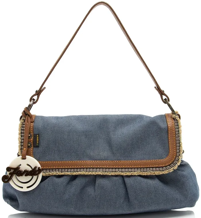 Fendi Vintage Denim Chef Shoulder Bag – Blue