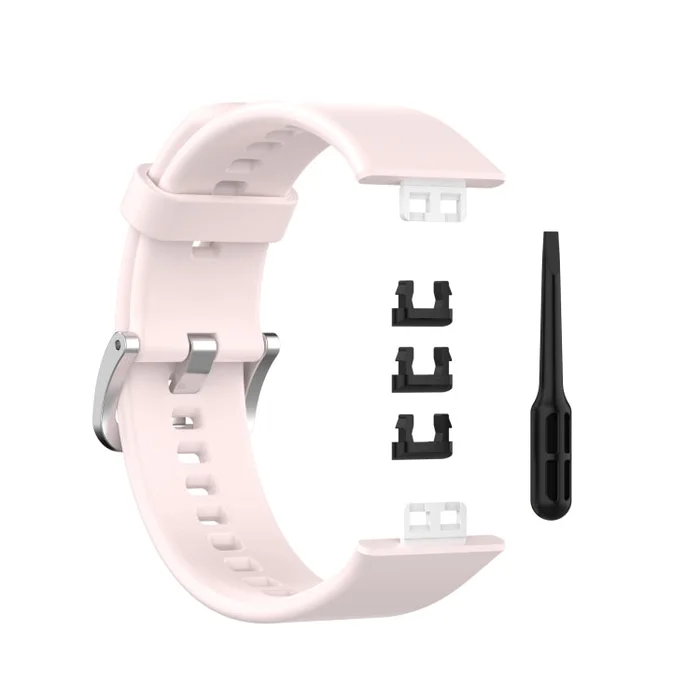 For Huawei Watch Fit Silicone Watch Band with Stainless Steel Buckle(Pink)