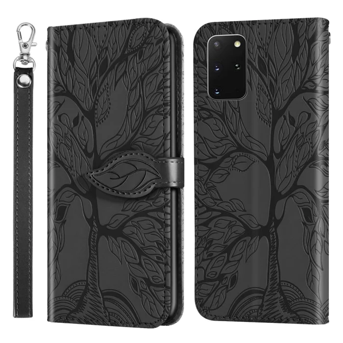 For Samsung Galaxy S20+ Life of Tree Embossing Pattern Horizontal Flip Leather Case with Holder & Card Slot & Wallet & Photo Frame & Lanyard(Black)