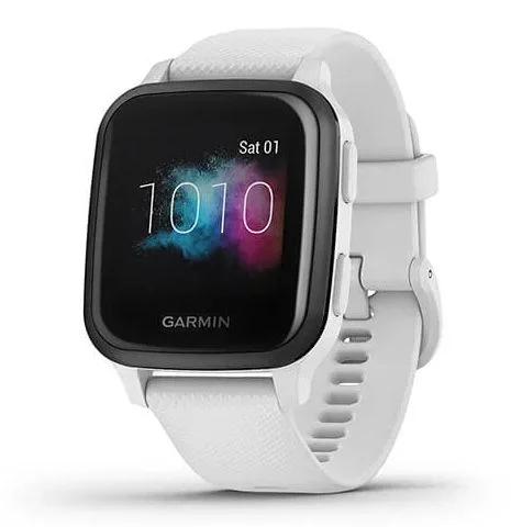 Garmin Venu Sq Music Edition Smartwatch – Fiber-reinforced Polymer – 33.1mm – Slate Black – Silicone – Silicone Strap – White