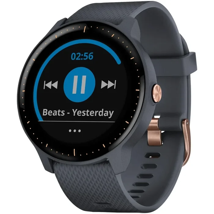 Garmin Vivoactive 3 Music Smartwatch – Polymer – Granite Blue – Silicone Band – Silicone – Granite Blue