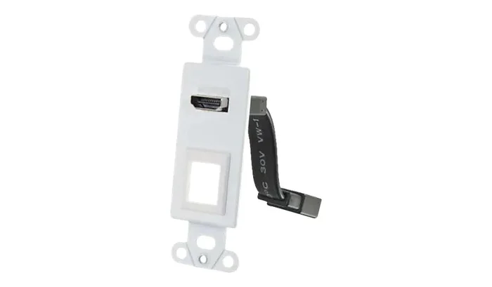 Hdmi Pass Through Decorative Wall Plate With One Keystone – White