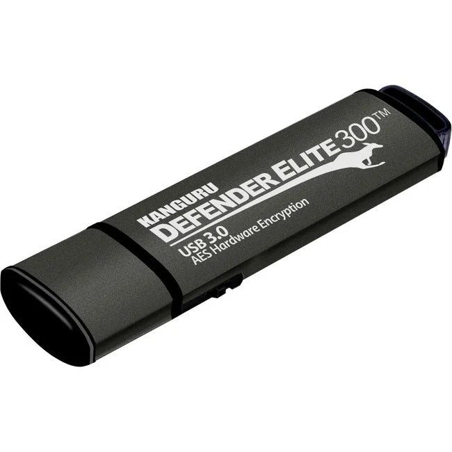 Kanguru Defender Elite300™ FIPS 140-2 Certified, AES XTS 256-Bit Hardware Encrypted USB 3 Secure Flash Drive with Physical Write Protect Switch, 128G KDFE300-128G