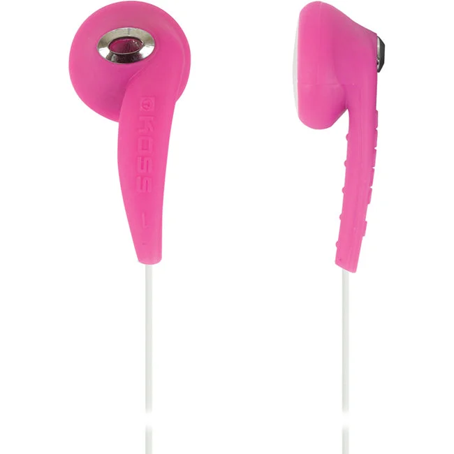 Koss Ke10P Pink Stereo Earbuds Slim – Contour Design Soft Rubber Body