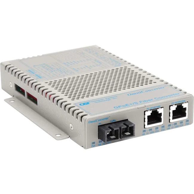 Omniconverter 10/100/1000 Poe+ Gigabit Ethernet Fiber Media Converter Switch Rj45 Sc Single-Mode 12Km Wide Temp 9423-1-21W