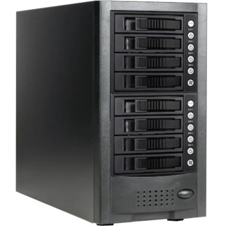 RAIDage JAGE6BT8HDBK Drive Enclosure 12Gb/s SAS, SATA/600 – Mini-SAS HD Host Interface Tower – Black