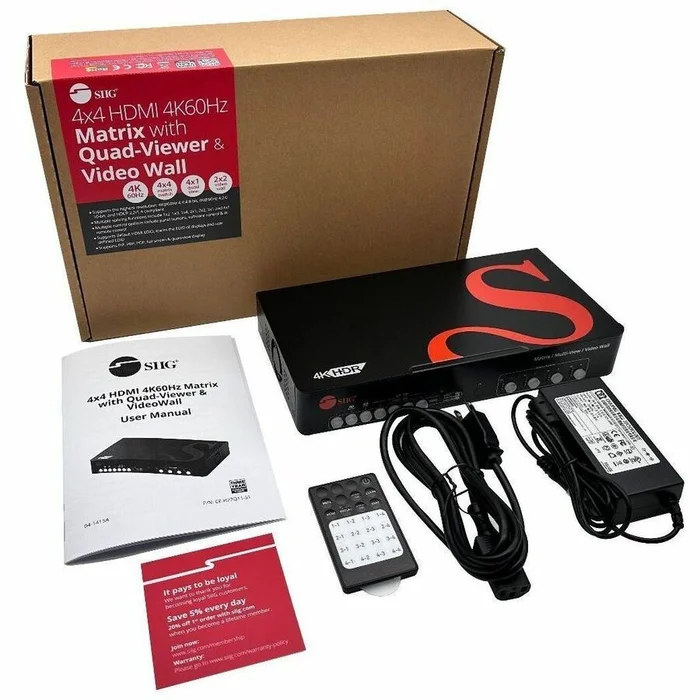 SIIG AVPRO 4×4 HDMI 4K60Hz Matrix with Quad-Viewer & VideoWall