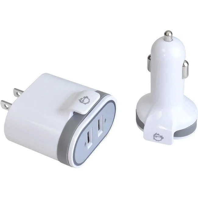 SIIG Fast Charging USB Wall Charger & Car Charger Bundle Pack – White AC-PW1A22-S1