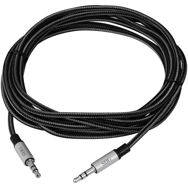 SIIG Woven Fabric Braided 3.5mm Stereo Aux Cable (M/M) – 3M CB-AU0B12-S1