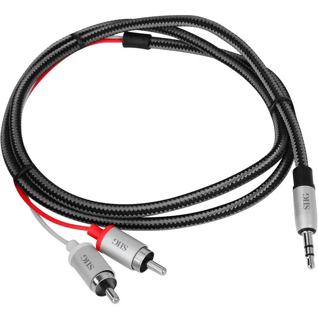 SIIG Woven Fabric Braided 3.5mm to RCA Stereo Cable (M/M) – 1M CB-AU0E12-S1