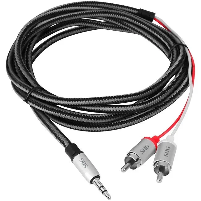 SIIG Woven Fabric Braided 3.5mm to RCA Stereo Cable (M/M) – 2M CB-AU0F12-S1