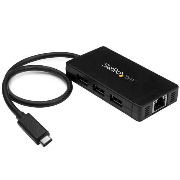 Startech.Com 3-Port Usb-C Hub With Gigabit Ethernet – Usb-C To 3X Usb-A – Usb 3.0 – Includes Power Adapter