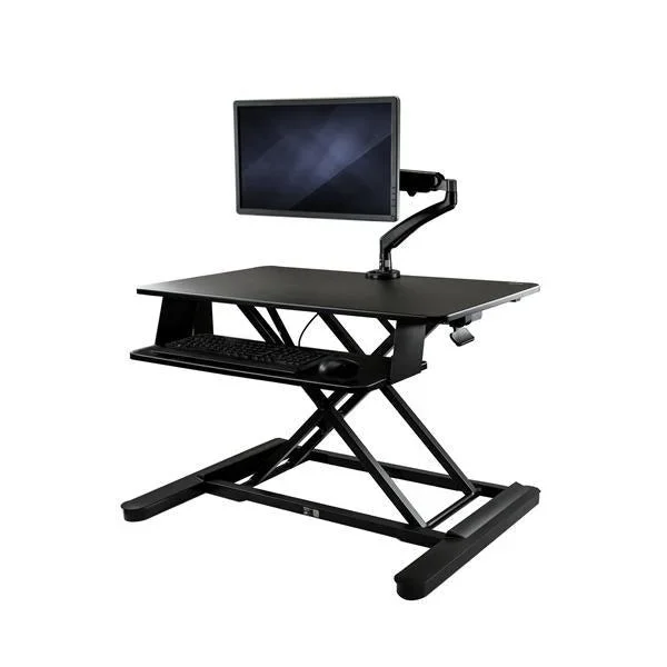 Startech.Com Sit-Stand Desk Converter With Monitor Arm – 35” Wide Work Surface – For Up To 26″ Monitor