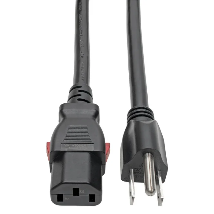 Tripp Lite Computer Power Cord, Nema 5-15P To Locking C13 – Heavy Duty, 15A, 125V, 14 Awg, 2 Ft., Black