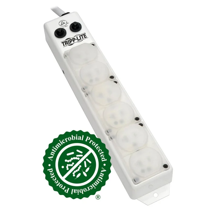 Tripp Lite For Patient-Care Vicinity – Ul 1363A Medical-Grade Power Strip, 6 20A Hospital-Grade Outlets, Safety Covers, 7 Ft. Cord
