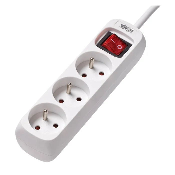 Tripp Lite Ps3F15 3-Outlet Power Strip – French Type E Outlets, 220-250V Ac, 16A, 1.5 M Cord, Type E Plug, White