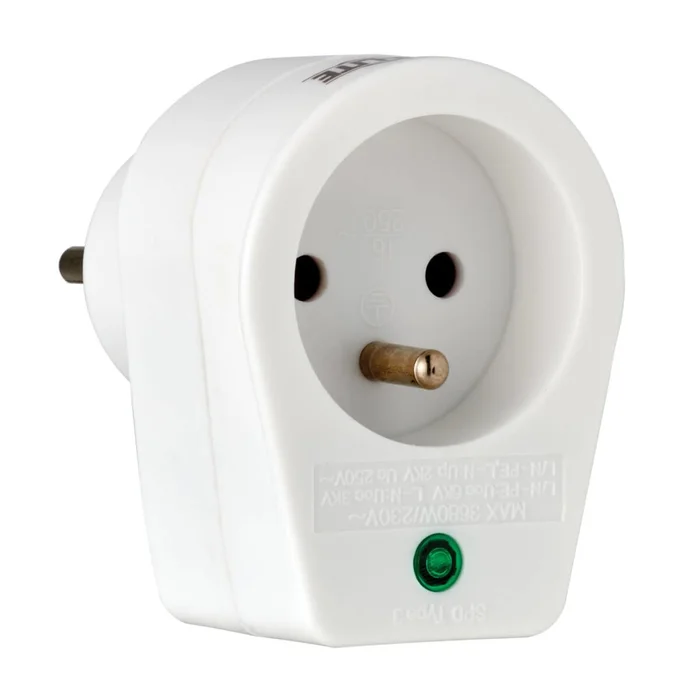 Tripp Lite Tlp1F 1-Outlet Surge Protector – French Type E Outlet, 220-250V Ac, 16A, Direct Plug, Type E Plug, White