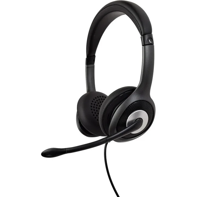 V7 USB-C Deluxe Headset with Noise Cancelling Mic, Volume Control, Digital Headset, Laptop Computer, Chromebook, PC – Black, Gray HU530C