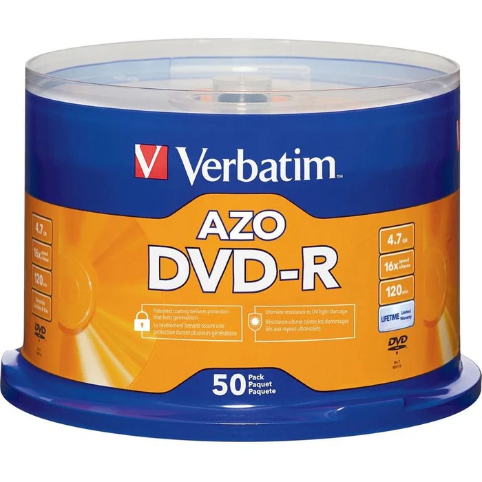 Verbatim Azo Dvd-R 4.7Gb 16X With Branded Surface – 50Pk Spindle