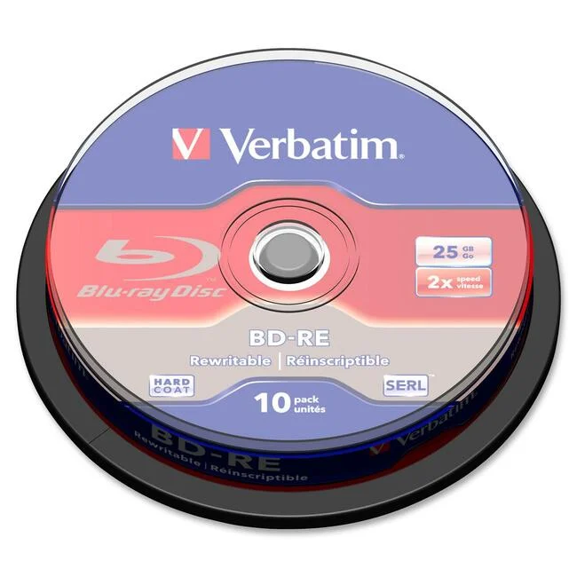 Verbatim Bd-Re 25Gb 2X With Branded Surface-10Pk Spindle
