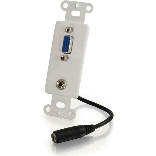 Vga And 3.5Mm Audio Pass Through Wall Plate – White